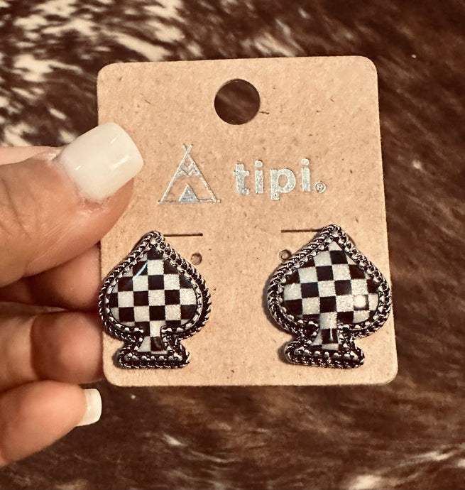 Checkered Spade Earrings