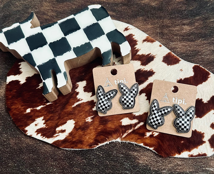Checkered Bunny Earrings