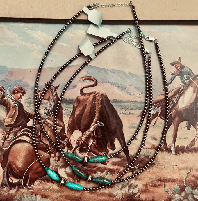 Sterling and Turquoise Torpedo Necklace