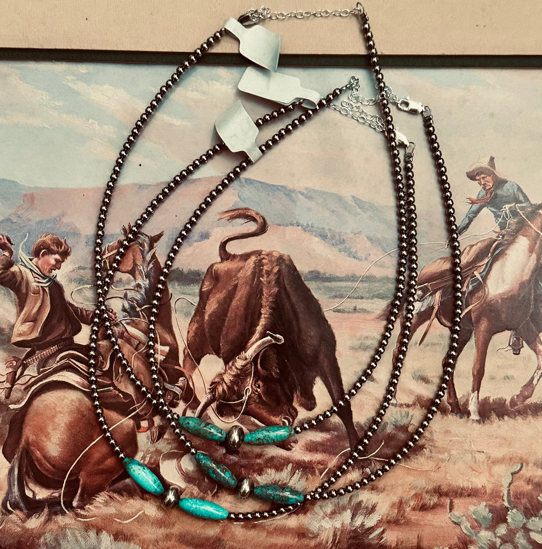 Sterling and Turquoise Torpedo Necklace