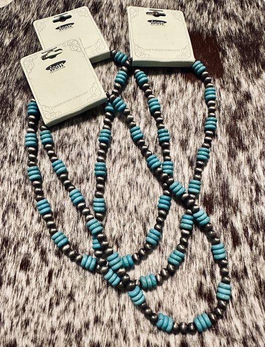 Faux Pearls and Turquoise Necklace