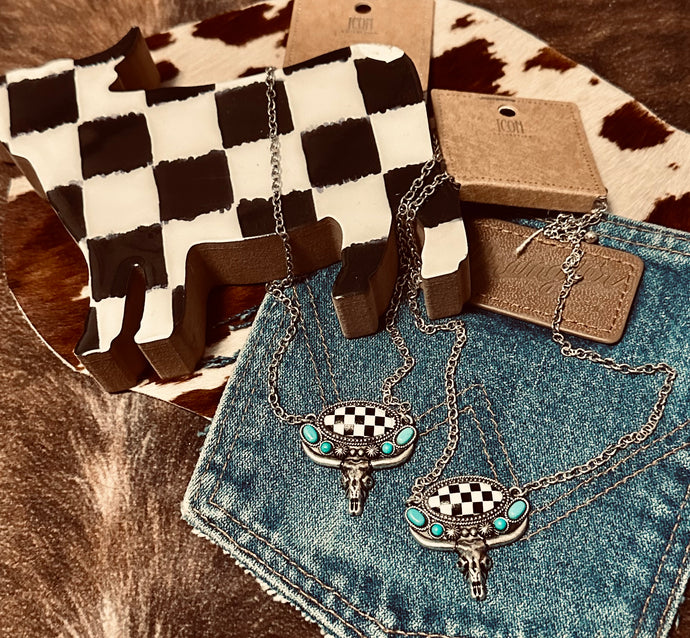 Checkered Longhorn Necklace