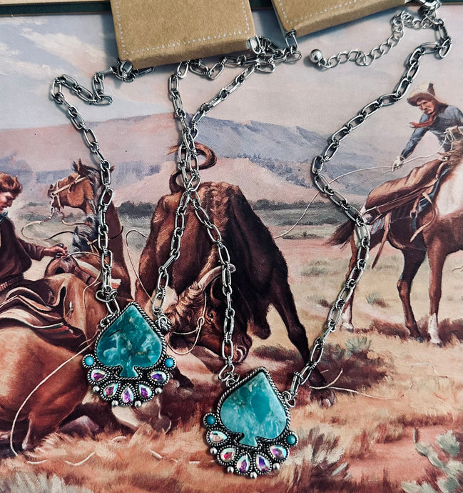 Turquoise Spade Necklace
