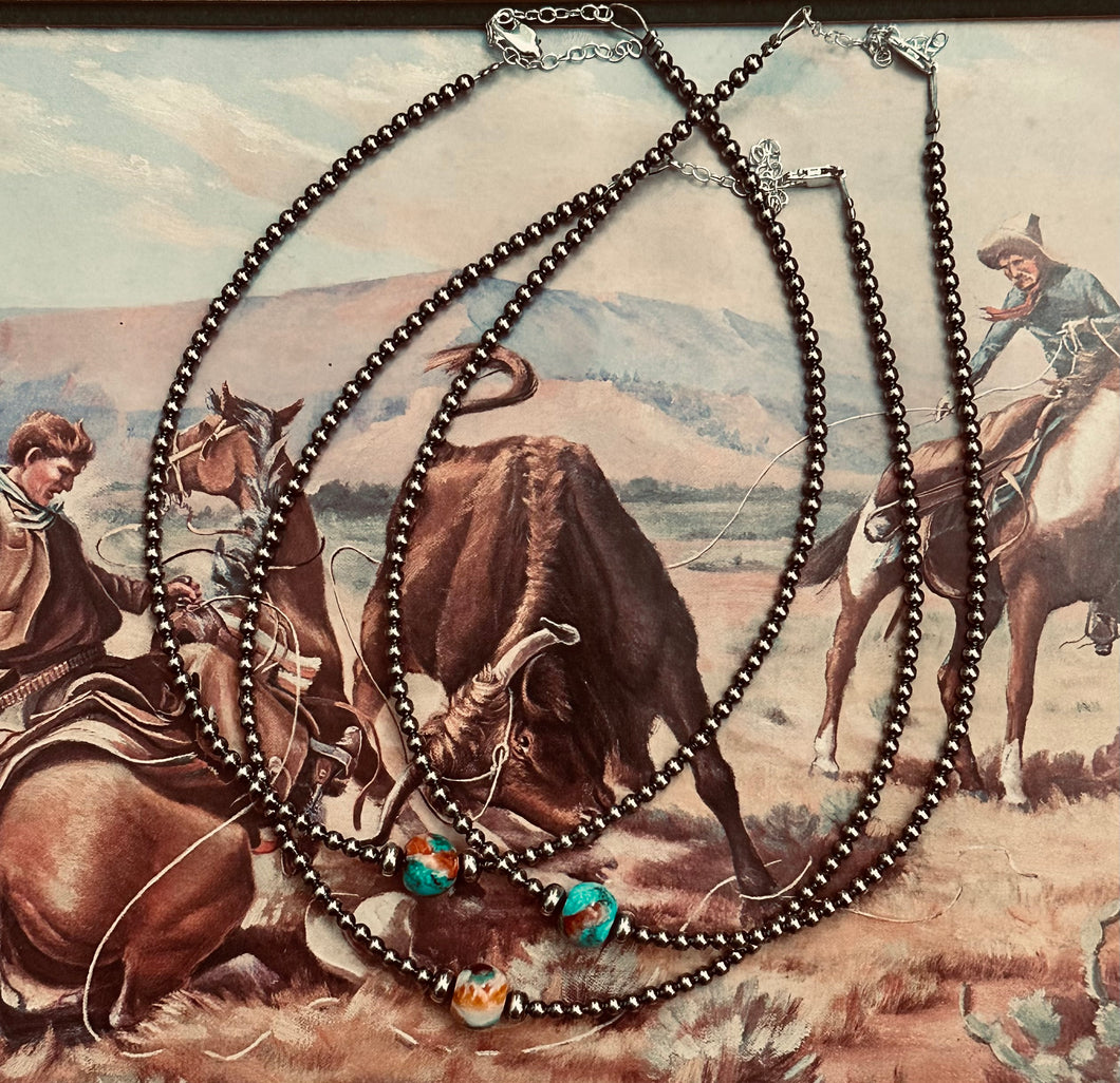 Sterling Pearls and Mojave Bead Choker