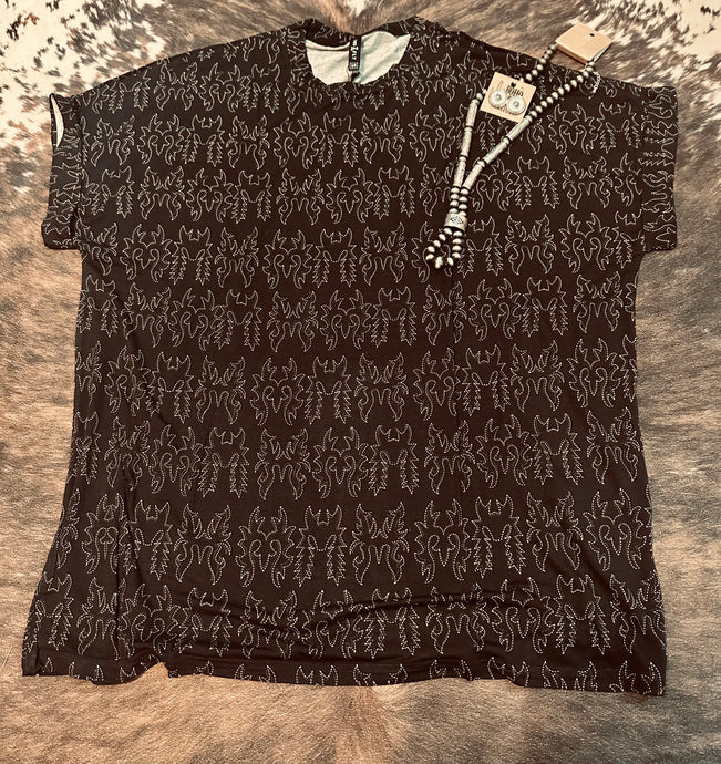 Midnight Mesa Mom Cuff Top