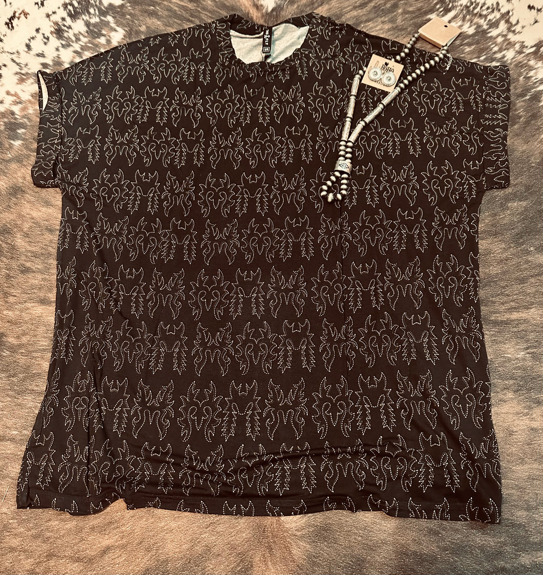 Midnight Mesa Mom Cuff Top